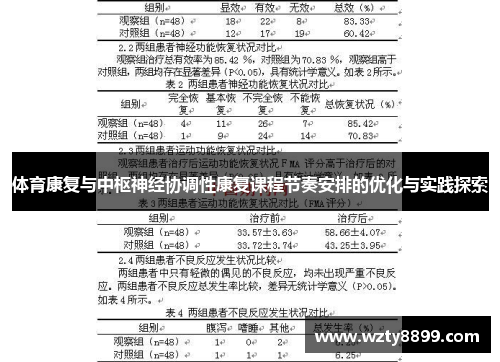 体育康复与中枢神经协调性康复课程节奏安排的优化与实践探索