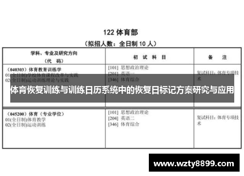 体育恢复训练与训练日历系统中的恢复日标记方案研究与应用